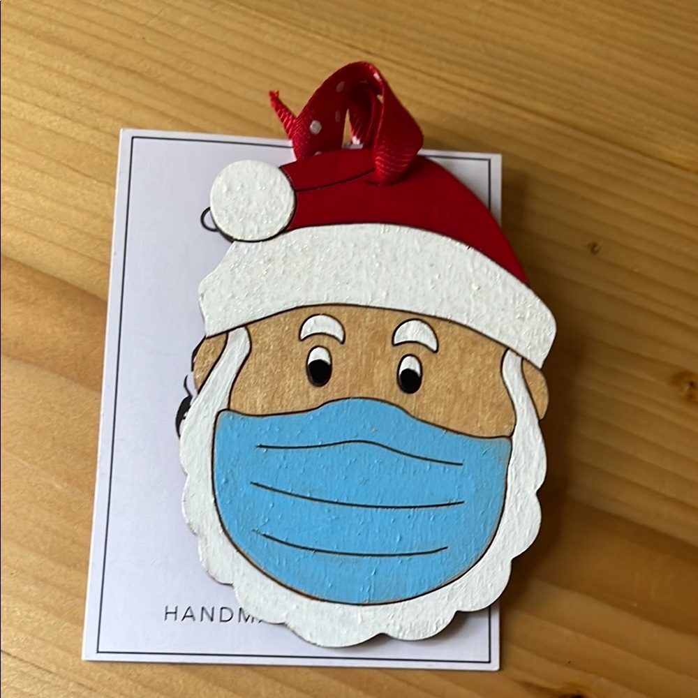Santa Claus Ornament with Red Hat and Blue Mask